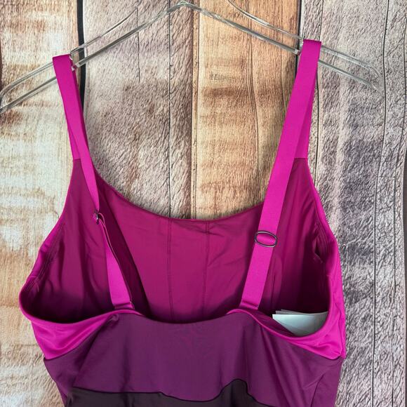 Athleta Swimsuit One Piece Coastline Electric Fuchsia Large Colorblock Summer - Picture 5 of 10